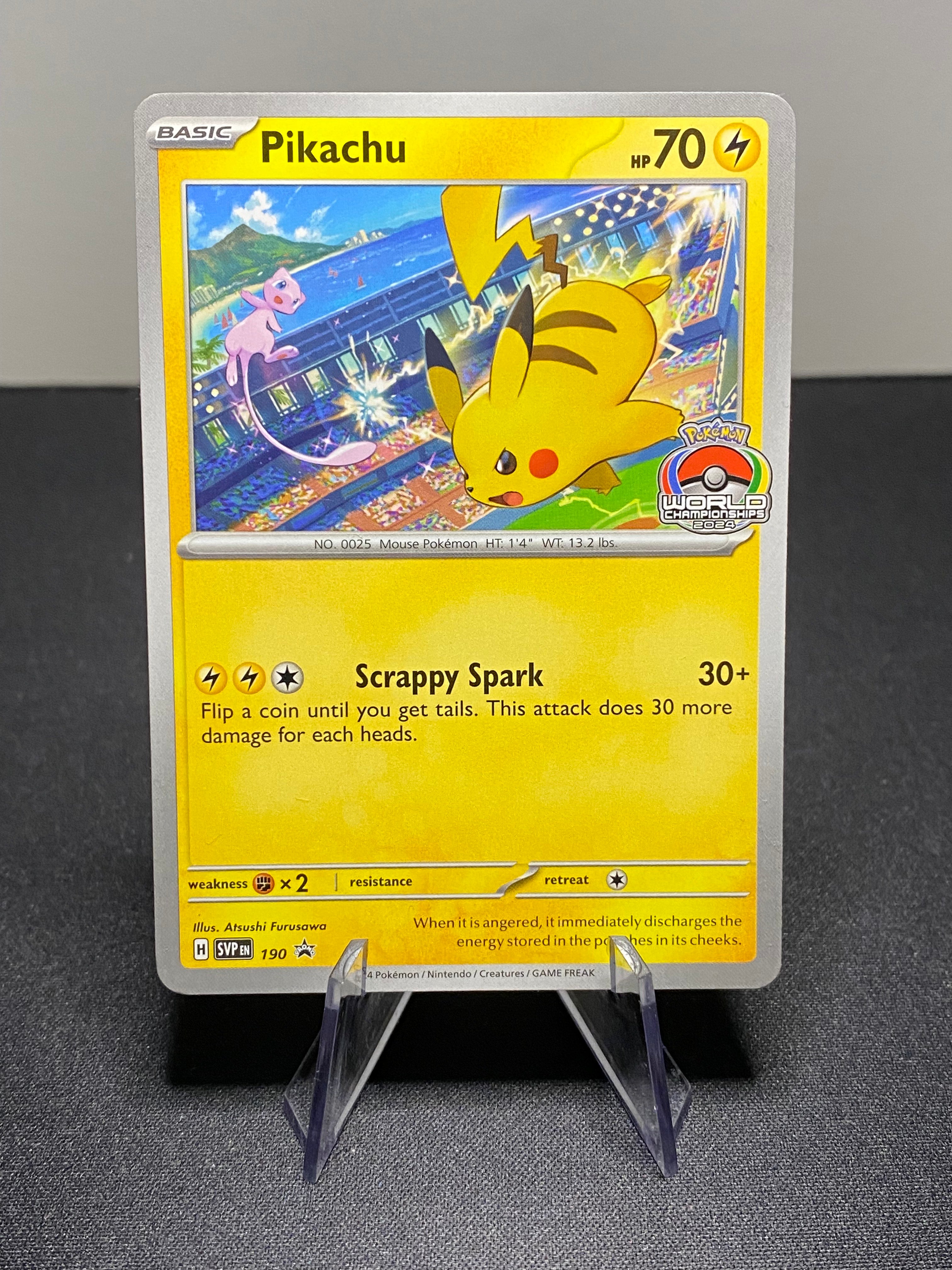 Pokemon — Pikachu SVP190 World Championships 2024 Stamped Promo — Near Mint