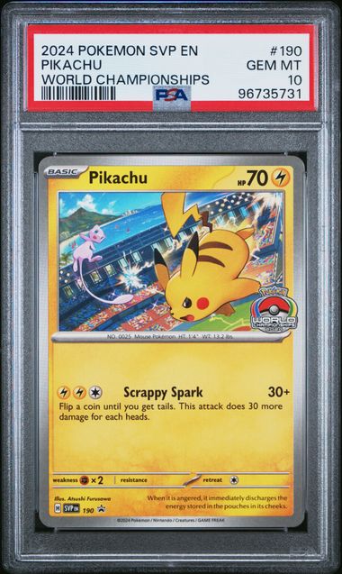 Pokemon — 2024 Pikachu World Championships SVP190 Black Star Promo PSA 10